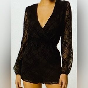 Superdown Black Long Sleeve Romper